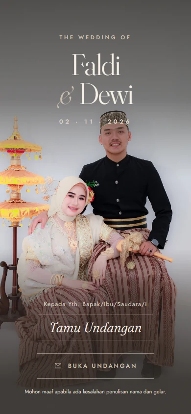 Tampilan undangan pernikahan Faldi dan Dewi